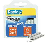 Rapid VR22 - Agrafes à Grillage en Acier Galvanisé, Compatible avec les Grillages 5-11 mm, Idéal pour Sécuriser Cages & Clôtures, 215 Pièces, Emballage sous Blister (40108801)