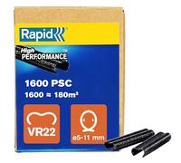 Rapid VR22 - Agrafes Grillage Acier Galvanisé - Revêtement Noir - 1600pcs | Idéal pour Sécuriser Cages & Clôtures - Pour fil de grillage de 5-11mm de diamètre - Emballage Boîte (40017338)
