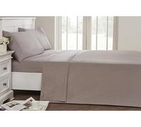 Rapport Facile d'entretien Infroissable Drap Plat, Coton Polyester, Gris, King