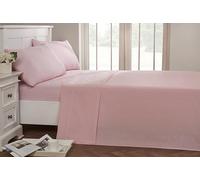 Rapport Facile d'entretien Infroissable Drap Plat, Coton Polyester, Rose, Double