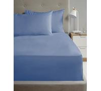 Rapport Home Drap-Housse en Percale Bleu King Size