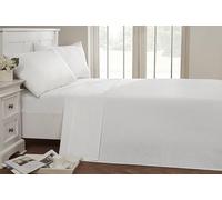 Rapport Home Drap Plat Infroissable Facile d'entretien, Polyester-Coton, Blanc, 254 x 228 x 1 cm