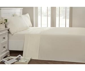 Rapport Home Drap Plat Infroissable Facile d'entretien, Polyester-Coton, crème, 274 x 254 x 1 cm