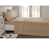 Rapport Home Drap Plat Infroissable Facile d'entretien, Polyester-Coton, Naturel, 254 x 178 x 1 cm