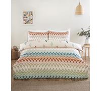 Rapport Home Parure de lit 4 pièces imprimée Chevrons - Housse de Couette réversible King Size en Microfibre Douce avec taies d'oreiller Assorties - Multicolore