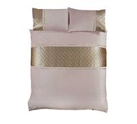 Rapport Home Parure de lit de Luxe en Velours Rose pâle - Parure de lit King Size avec Panneau doré, Ornements en Strass et Design géométrique, décoration de Chambre Douce et élégante