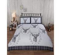Rapport Home Parure de lit d'hiver en Flanelle 100% Coton brossé avec Housse de Couette Ange Cerf Gris