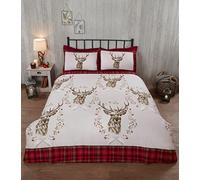 Rapport Home Parure de lit d'hiver en Flanelle 100% Coton brossé avec Housse de Couette Ange Cerf Rouge