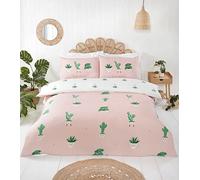 Rapport Home Parure de lit en Microfibre Rose Pastel pour lit Simple - Housse de Couette réversible imprimé Cactus