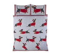 Rapport Home Parure de lit en Polycoton Motif Teckel Rouge Simple