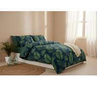 Rapport Home Parure de lit King Size - Tissu Microfibre Polyester Doux - 180 Fils au Pouce carré - Motif Feuilles Tropicales de Palma - Motif Floral - Réversible - avec taies d'oreiller - Vert (3
