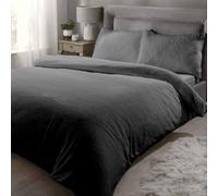 Rapport Home Parure de lit Luxueuse Super Douce et Chaude en Polyester Gris Anthracite Double