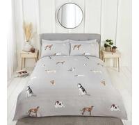 Rapport Home Parure de lit réversible en Microfibre pour lit Simple Motif Chien Pawsome Gris