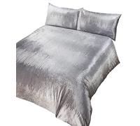 Rapport Home Parure de lit Tiffany en Velours écrasé argenté pour lit Super King Size