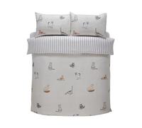 Rapport Home Purrfect Parure de lit réversible en Microfibre 180 Fils pour lit Double Gris