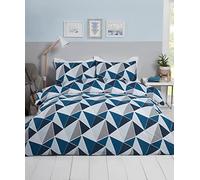 Rapport Home Rapport Leo Parure de lit réversible en Coton Motif géométrique Bleu Marine