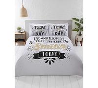 Rapport Home Rapport Today is The Day Parure de lit Double en Polycoton Noir/Blanc/doré
