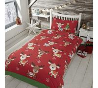Rapport Home Rudolph & Friends Parure de lit en Polycoton Rouge 2 pièces Lit Simple