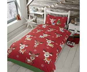 Rapport Home Rudolph & Friends Parure de lit en Polycoton Rouge 2 pièces Lit Simple