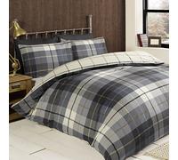 Rapport Lomond Carreaux 100% Coton brossé Ensemble Housse de Couette Bleu, Super-King