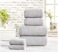 Rapport Lot de 6 Serviettes gaufrées en Coton 480 g/m² Gris tempête