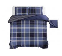 Rapport Parure de lit en Polycoton - Motif Argyle - Bleu, Lit 2 Places