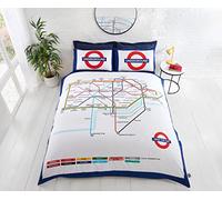 Rapport Underground Housse de Couette et taies d'oreiller Motif Carte du métro de Londres pour lit Double, Blanc