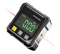 Rapporteur D'angle Magnétique Numérique, 9 * 9 * 5cm Inclinomètre Numérique LCD 4x90°, Niveau de Pente Numérique 360°, Jauge D'angle Magnétique à 4 Côtés avec laser électronique pour Travail du Bois