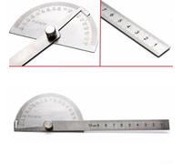 Rapporteur d'angle rotatif 0-180° en acier inoxydable avec vis de verrouillage - Règle de machiniste précise pour le travail du bois et la géométrie des étudiants