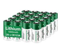 rapthor Lot de 20 piles au lithium CR123A 1800 mAh 3 V CR123 123 A CR17345 non rechargeables pour lampes de poche, détecteurs de fumée, système d'alarme