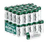 Rapthor Lot de 40 piles au lithium CR123A 3 V 1650 mAh - Remplacement pour CR123 CR123A CR17345 - Pour lampes de poche, appareils photo, flashs, détecteurs de fumée, appareils de sécurité et de maison