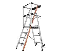 RAPTOR Escabeau plateforme 3 marches A-frame avec garde-corps et roulettes