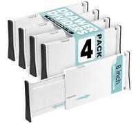 RAPTUROUS Lot de 4 séparateurs de tiroir réglables, 20,3 cm de haut, extensibles de 34 à 56 cm, antidérapants pour tiroirs profonds dans cuisine, chambre à coucher et placard (blanc)