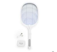 InnovaGoods® 2in1 Raquette Anti-moustiques Rechargeable, lumière LED UV, 3000V, Mode Manuel et Lampe, Protection Anti-décharge, Base de Chargement USB-C, Raquette électrique sans Produits Chimiques.