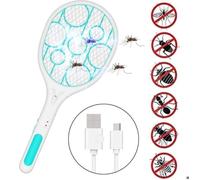 Raquette Anti Moustique,3600V raquette electrique,USB Tapetteà Mouche,Protection de Maille 3 Couches,Efficace Contre les Insectes