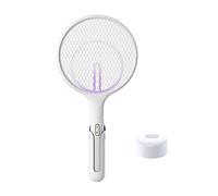 Raquette Anti-Moustiques Électrique, 3500V USB Rechargeable Tue Mouche Electrique avec Base de Chargement, Base de Montage Mural, Moustique Lampe Lumière UV pour Moustiques Mouches Insectes Volants
