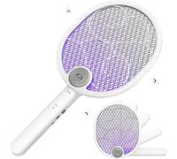 Raquette électrique anti-insectes - Anti-moustiques, anti-mouches - Lutte contre les nuisibles - Haute tension 4000V - Rechargeable par USB - Blanc
