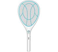 Raquette électrique anti-insectes Mouches Moustiques LED USB 3000 V batterie 1000 mAh plastique ABS blanc double grille de