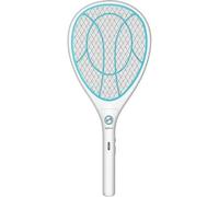 Raquette électrique anti-insectes Mouches Moustiques LED USB 3000 V batterie 1000 mAh plastique ABS blanc double grille de