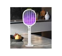 Raquette Électrique Anti-Moustiques Pliante et Téléscopique 2en1 avec Lampe Anti-Moustiques 3000V, Chargement USB, Batterie