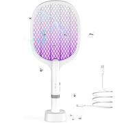 Raquette Electrique Insectes 5000V, 2000mAh,Raquette-Anti Moustique, USB C Rechargeable Raquett e Anti Mouche avec Base 1PS