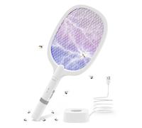 Raquette Électrique Insectes, Raquette Anti-Moustiques à Lumière UV 4000V 2 en 1, 1800mAh USB Rechargeable Tapette à Mouches