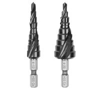Rarapop Lot de 2 forets étagés M35 Cobalt avec revêtement Ultra AlTiN, foret étagé de 4 à 12 mm avec double cannelure hélicoïdale, tige hexagonale de 6,35 mm pour métal dur, acier inoxydable