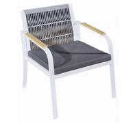 RARO | Fauteuil de jardin - Blanc - Aluminium - Avec coussins - Résistant aux intempéries - Design élégant