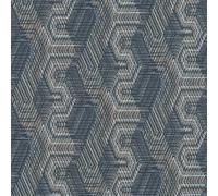 Rasch African Queen 751949 Papier peint intissé avec motif textile géométrique en bleu, beige, gris, 10,05 m x 0,53 m (L x l)