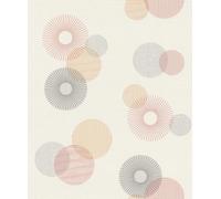 Rasch Color your life 311518 Papier peint intissé avec cercles et lignes fines en blanc, rouge, orange et gris, 10,05 x 0,53 m (L x l)