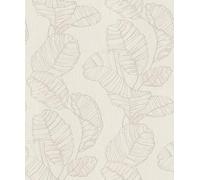 Rasch Color your life 822618 Papier peint intissé Motif feuilles Rose/blanc 10,05 x 0,53 m (L x l)