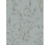 Rasch Deco Style 312942 Papier peint intissé clair avec fond texturé bleu et motif botanique marron doré