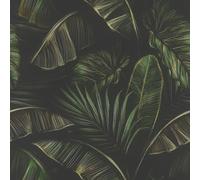Rasch home style 286588 Papier peint sombre avec de grandes feuilles de palmier vertes - Papier peint jungle - 10,05 m x 0,53 m