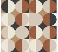 Rasch Magicwalls 363968 - Papier peint photo non tissé - Motif cercles - Beige, noir, rouge et crème - 3,00 m x 3,18 m (L x l)
